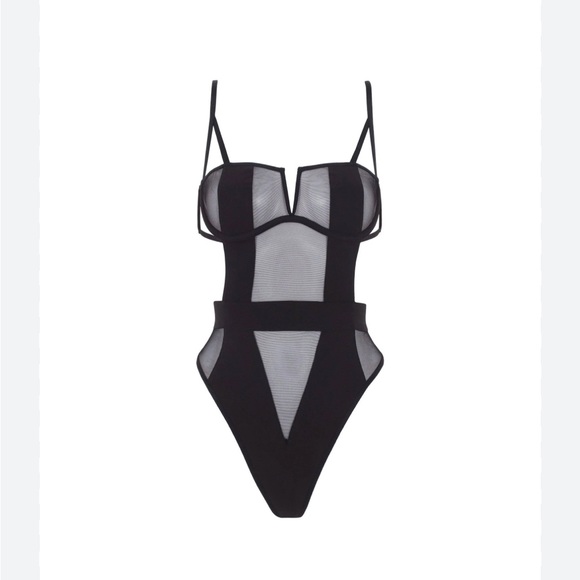 34B Bluebella Black Mesh Bodysuit - Picture 1 of 2